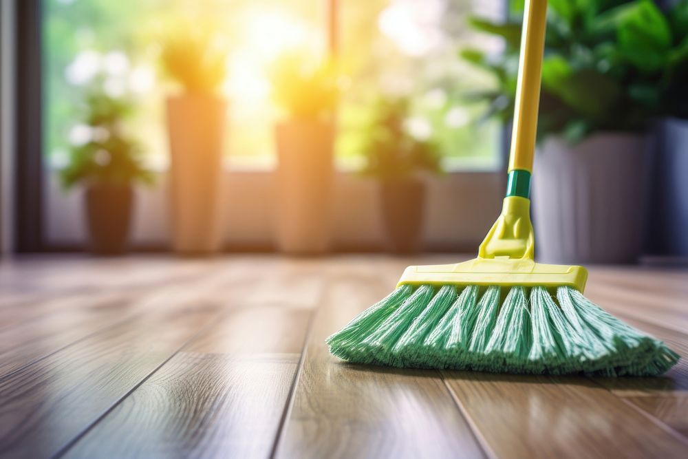 Person moping floor cleaning broom brush. AI generated Image by rawpixel.