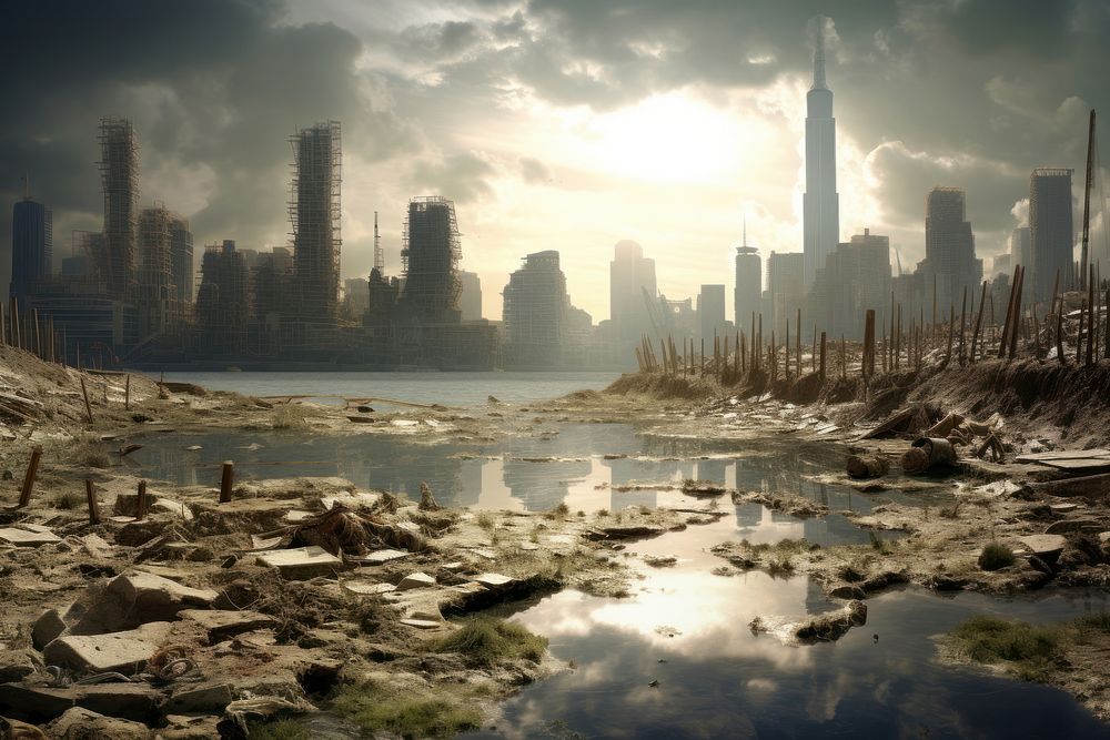 Climate change landscape outdoors city. AI generated Image by rawpixel.