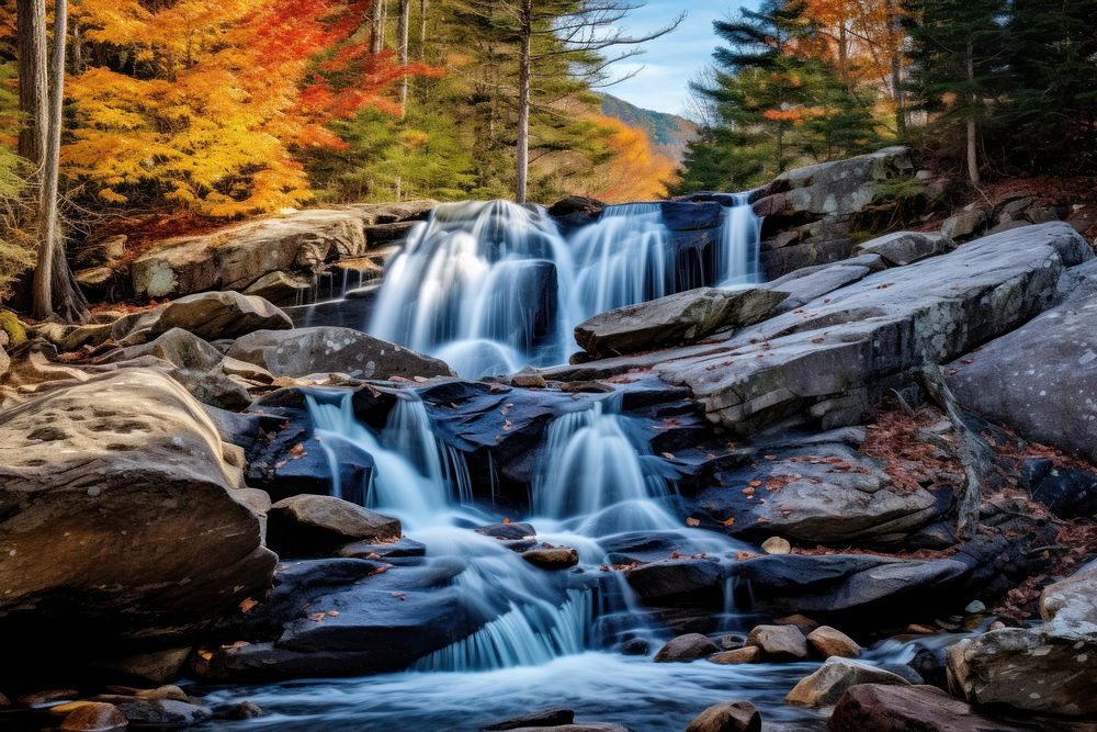Fall season waterfall landscape outdoors. AI generated Image by rawpixel.