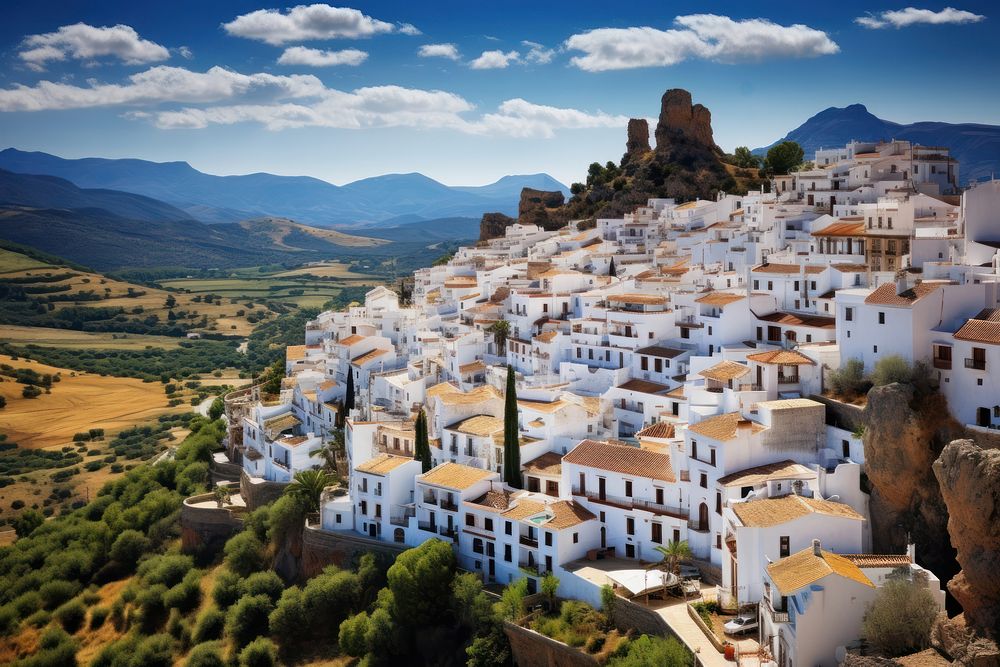 White villages in Andalucia architecture outdoors building. AI generated Image by rawpixel.