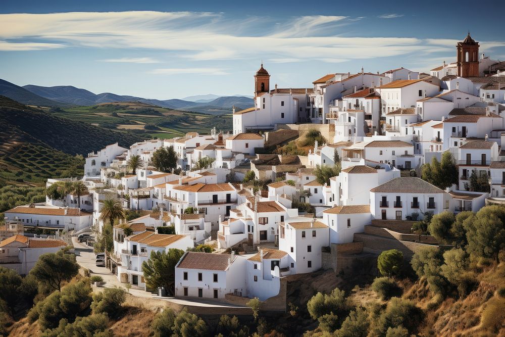 White villages in Andalucia architecture outdoors building. AI generated Image by rawpixel.