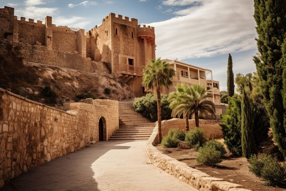 Alcazaba architecture building castle. AI generated Image by rawpixel.