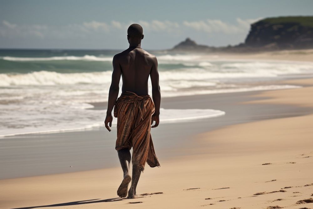 Black South African man walking standing summer. AI generated Image by rawpixel.