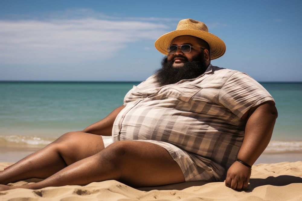 South African man sunbathing vacation summer. AI generated Image by rawpixel.