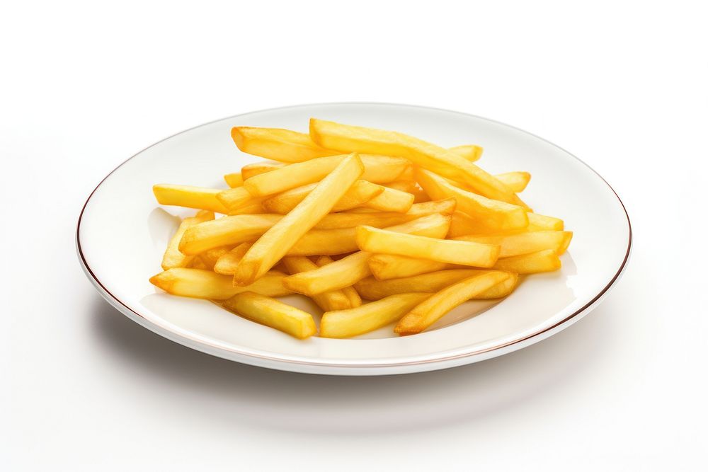 French frie on the little plate fries food white background. AI generated Image by rawpixel.