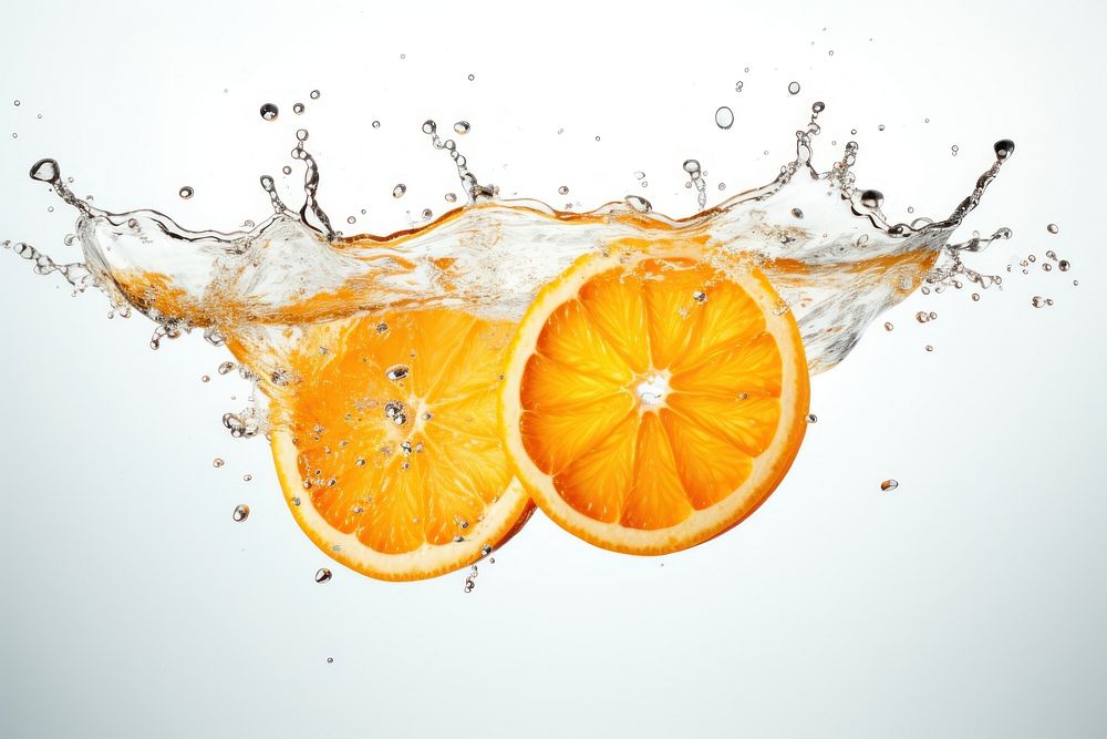 Orange water splashing grapefruit lemon plant. AI generated Image by rawpixel.