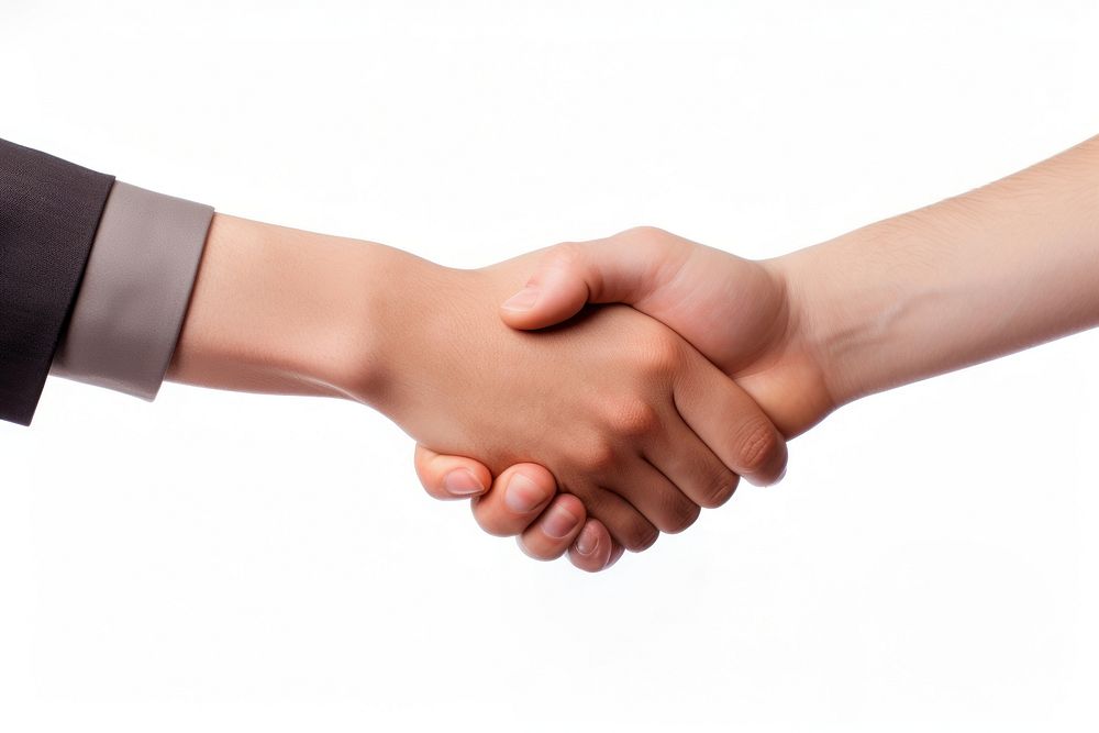Shaking hands handshake white background togetherness. AI generated Image by rawpixel.