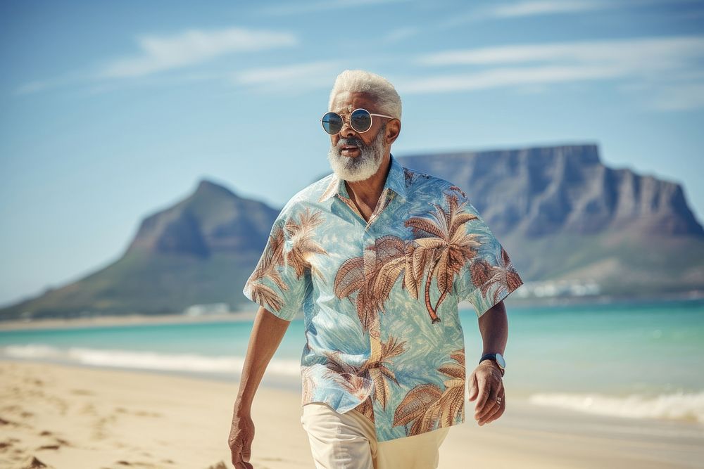 South African senior man summer beach adult. AI generated Image by rawpixel.