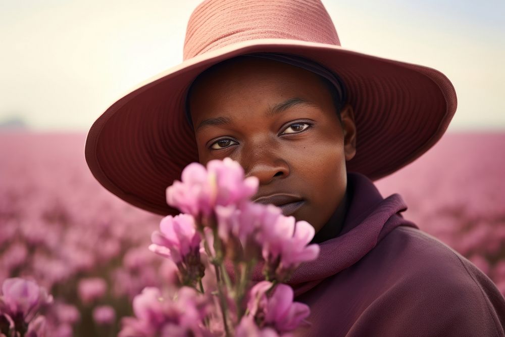 South African woman flower portrait outdoors. AI generated Image by rawpixel.