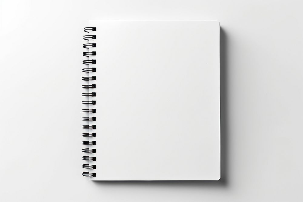 Spiral bound notebook mockup template book blank white paper with black paper cover spiral diary page. AI generated Image by…