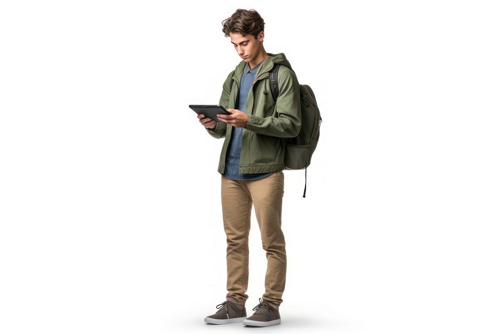 Student standing backpack computer. AI generated Image by rawpixel.