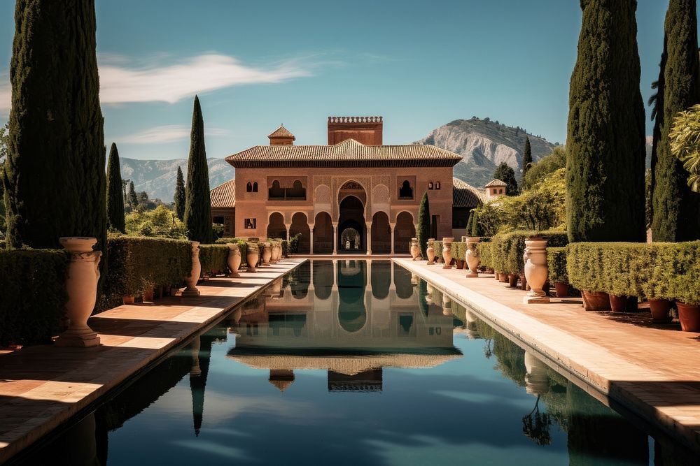 Alhambra in Granada architecture building outdoors. AI generated Image by rawpixel.