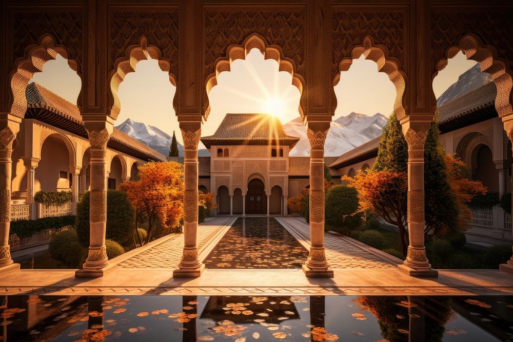 Alhambra in Granada architecture building outdoors. AI generated Image by rawpixel.