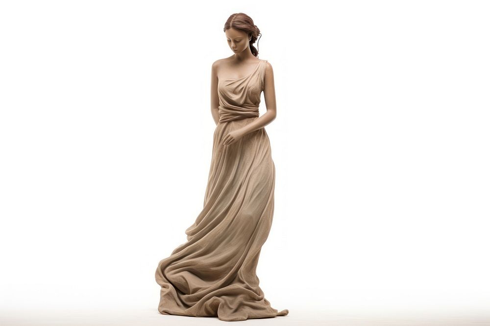 Full body woman clay statue realistic art figurine fashion dress. AI generated Image by rawpixel.