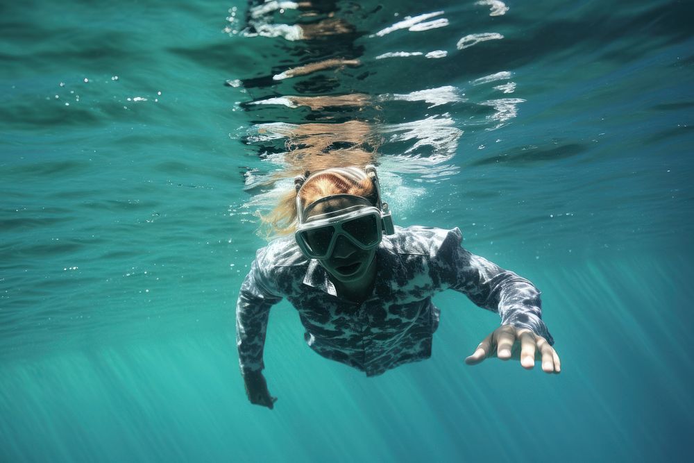 Human swimming underwater recreation snorkeling. AI generated Image by rawpixel.