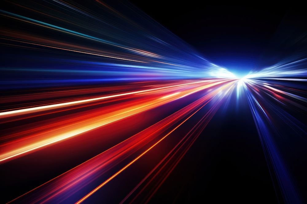 Hyperspeed light trails backgrounds laser black background. AI generated Image by rawpixel.