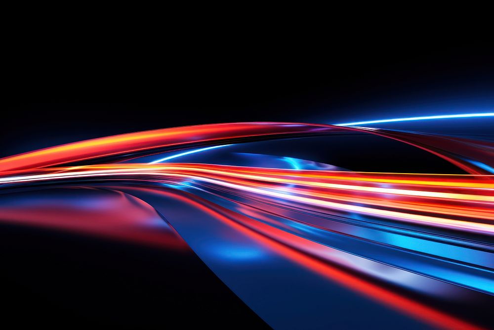 Hyperspeed light trails neon black background illuminated. AI generated Image by rawpixel.