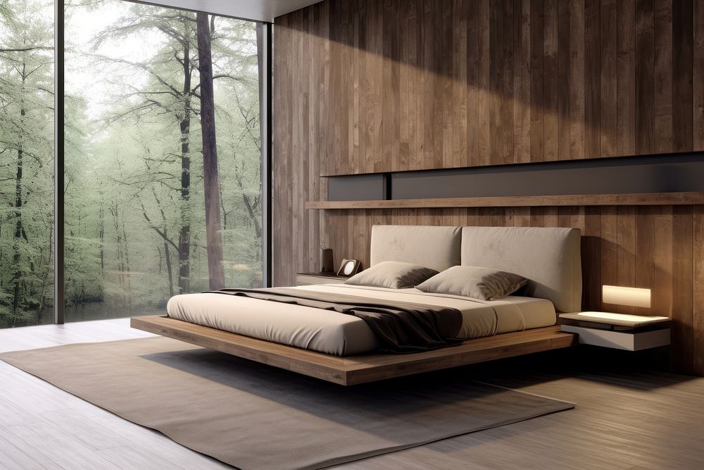 Modern bedroom furniture architecture comfortable. AI generated Image by rawpixel.