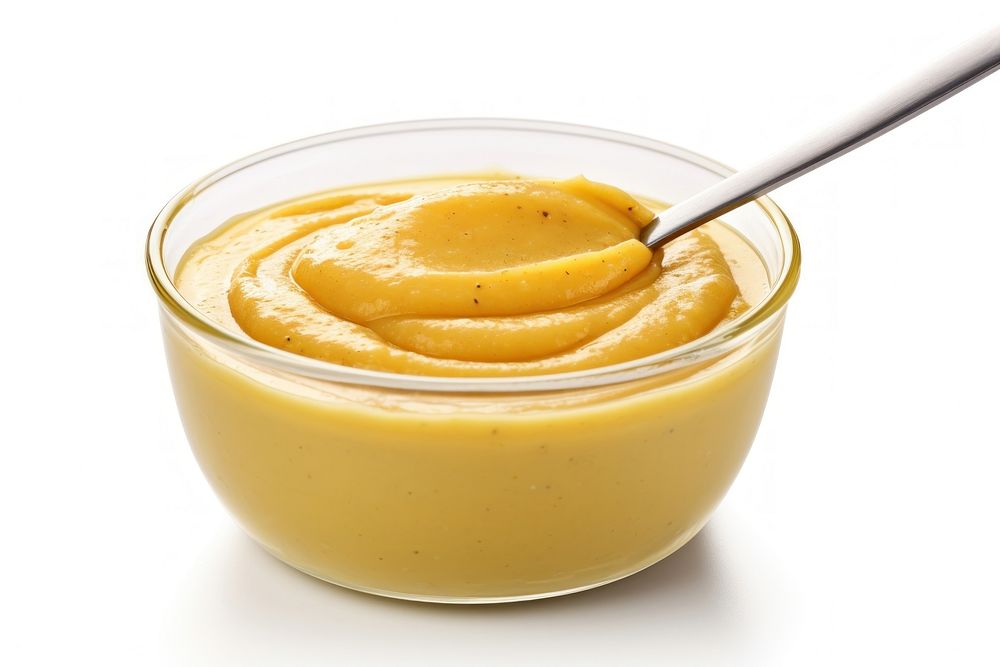 Mustard sauce bowl spoon food. AI generated Image by rawpixel.
