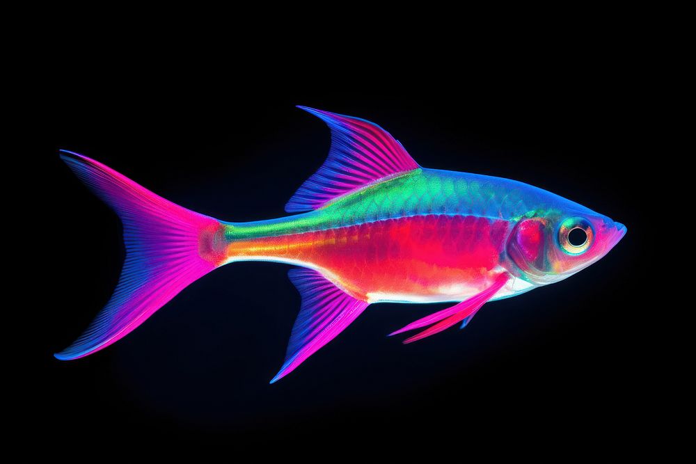 Neon tetra animal fish pomacanthidae. AI generated Image by rawpixel.