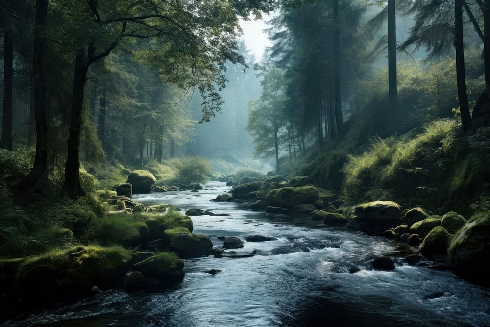 River vegetation landscape outdoors. AI generated Image by rawpixel.