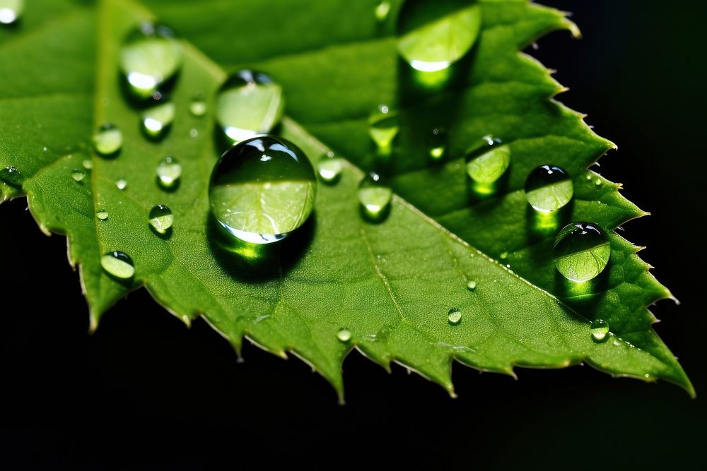 Water drop on the leaf plant green backgrounds. AI generated Image by rawpixel.