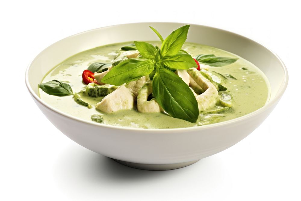 Thai food green curry plate soup dish. AI generated Image by rawpixel.