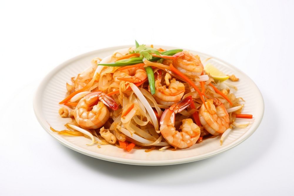 Thai food Pat Thai seafood noodle shrimp. AI generated Image by rawpixel.