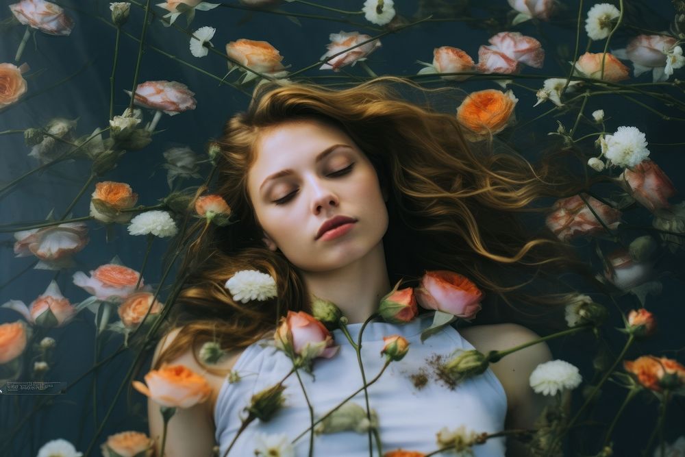 Underwater portrait painting flower. AI generated Image by rawpixel.