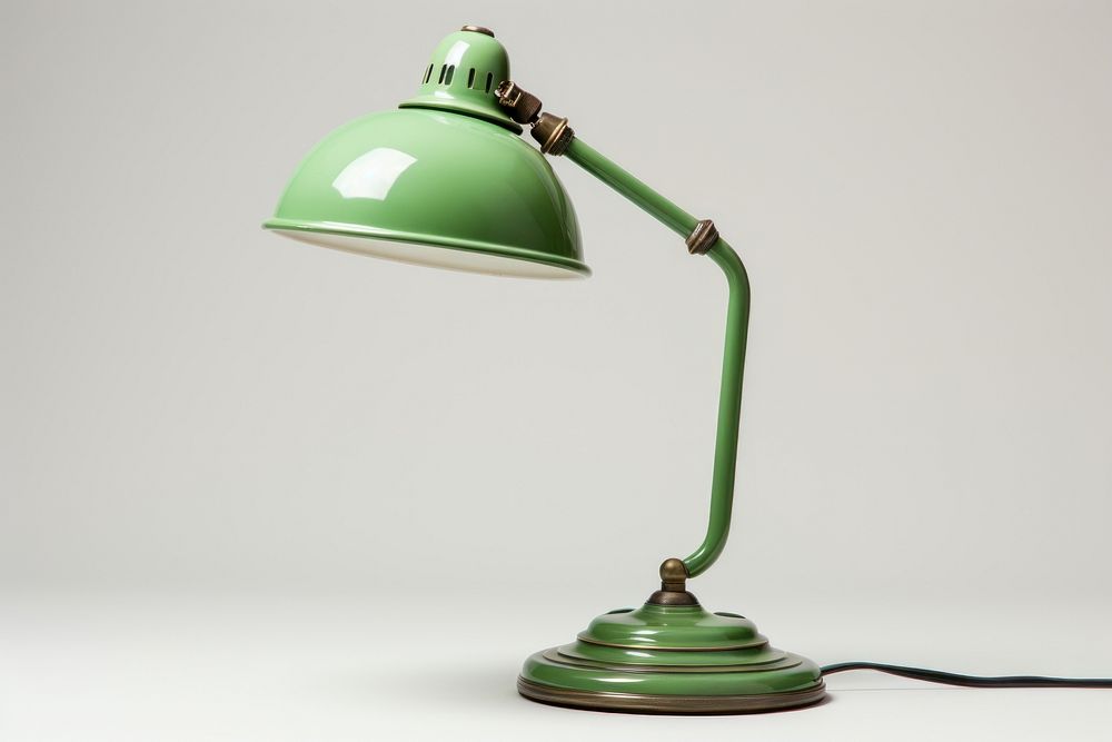 Vintage style green desk lamp lampshade technology furniture. AI generated Image by rawpixel.
