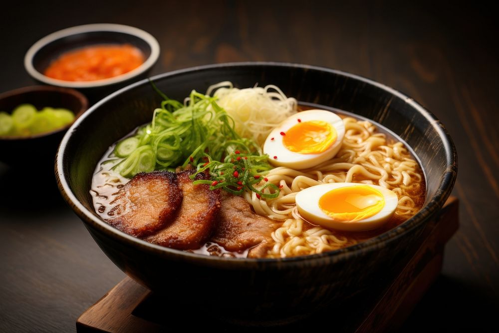 Miso ramen soup meat food. AI generated Image by rawpixel.