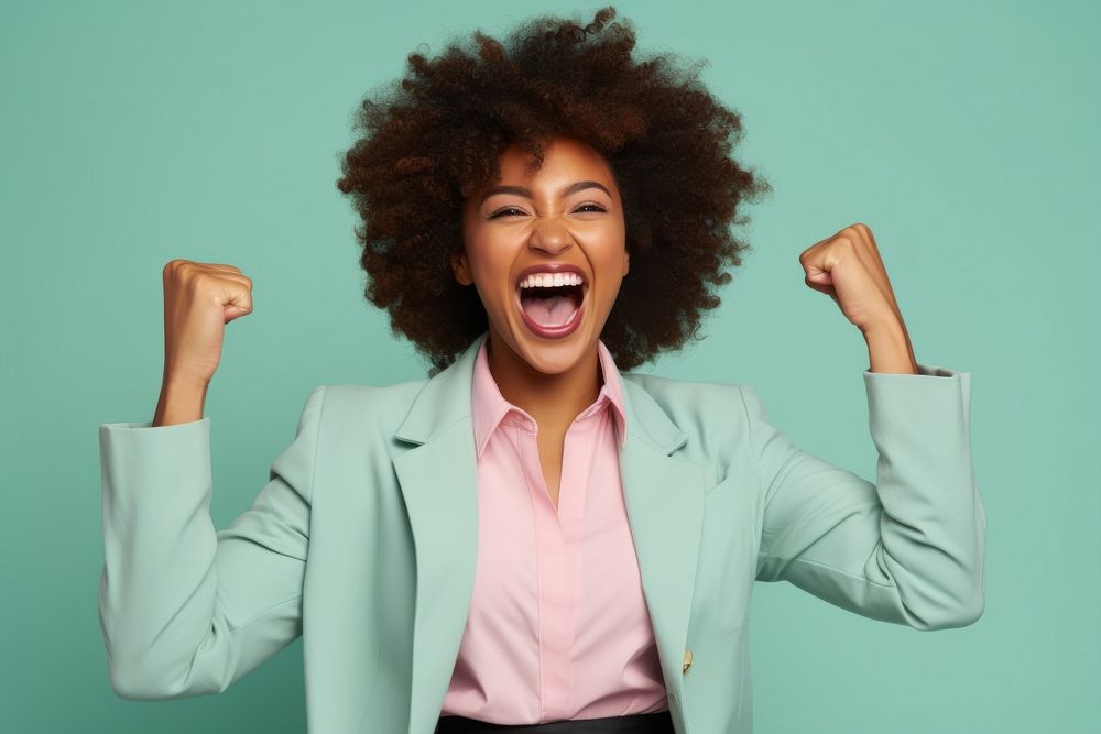 Black woman laughing adult happy. AI generated Image by rawpixel.