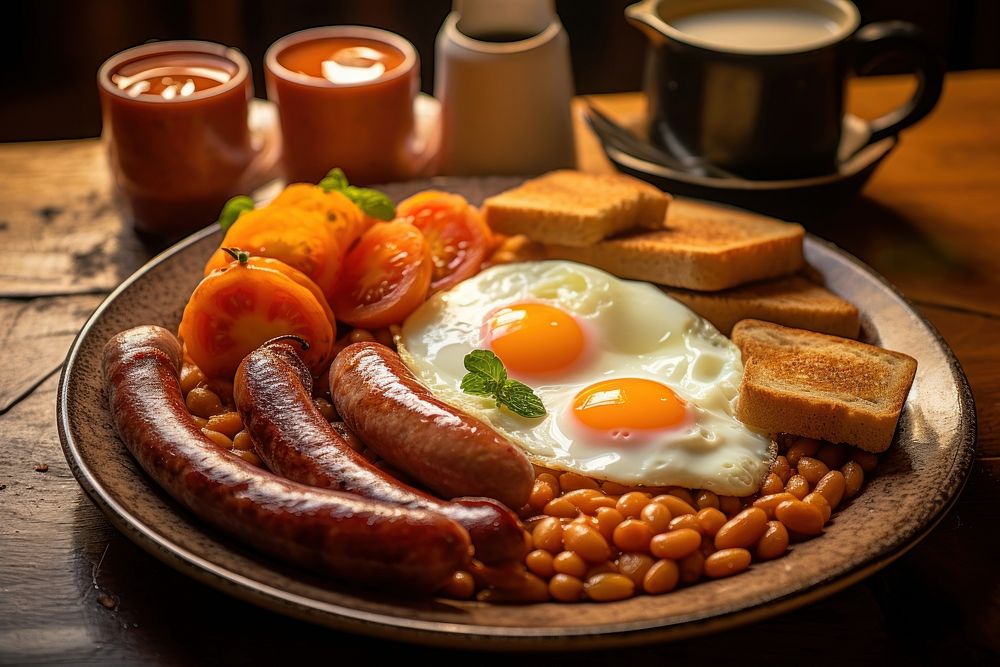 British breakfast brunch bread plate. AI generated Image by rawpixel.