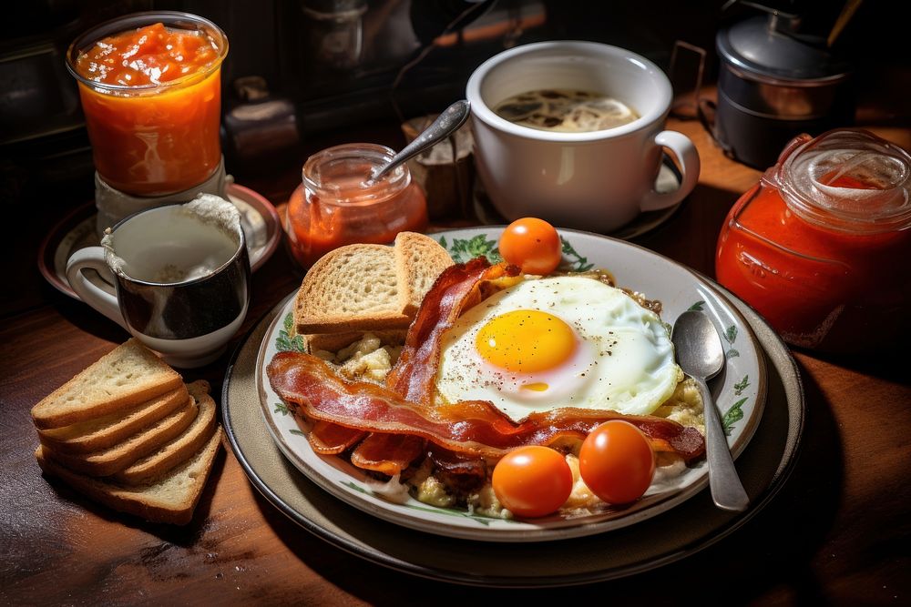 British breakfast brunch bread plate. AI generated Image by rawpixel.