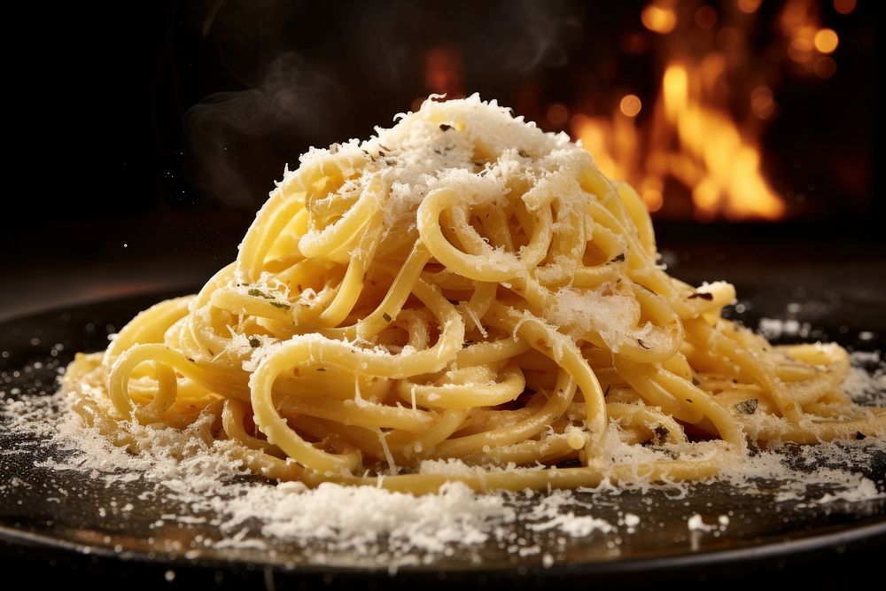 Cacio e pepe spaghetti pasta food. AI generated Image by rawpixel.