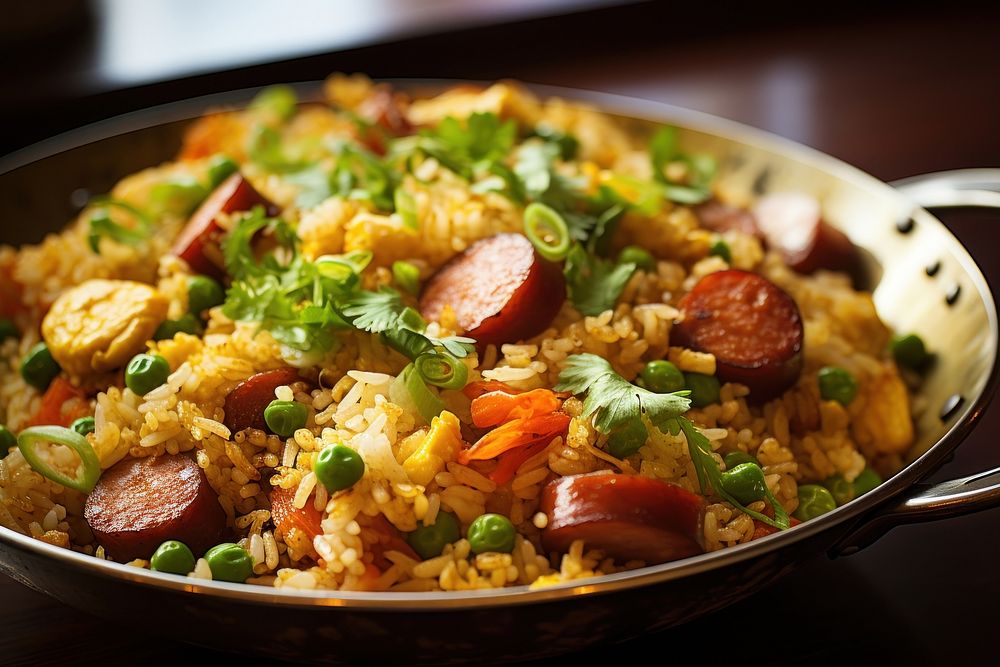 Chinese fried rice paella food vegetable. AI generated Image by rawpixel.