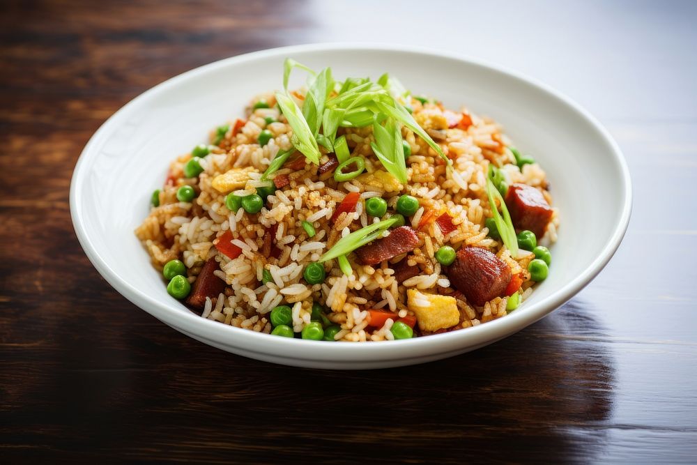 Chinese fried rice plate food vegetable. AI generated Image by rawpixel.