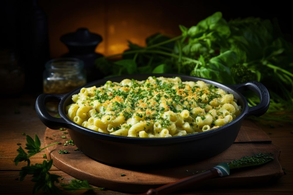 Creamy pesto mac and cheese food cauliflower ingredient. AI generated Image by rawpixel.
