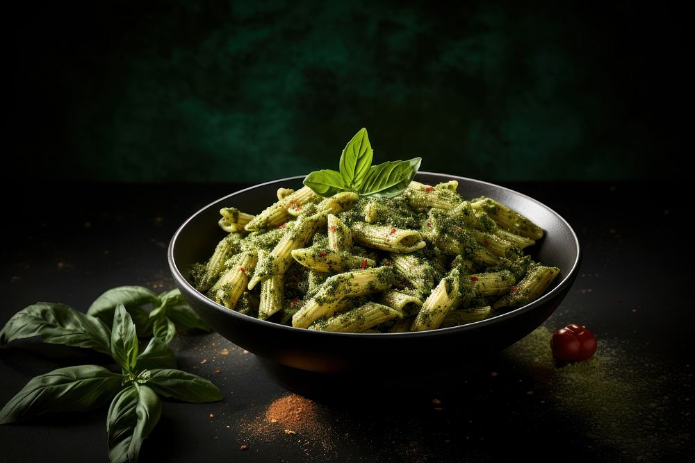 Pesto penne pasta plant food vegetable. AI generated Image by rawpixel.
