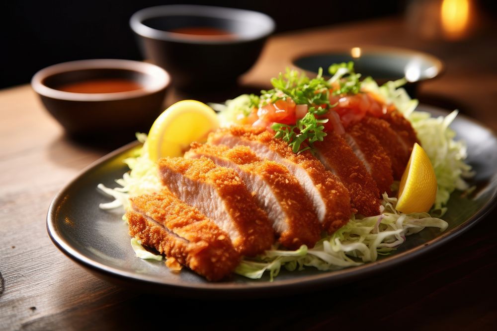 Tonkatsu seafood plate meat. AI generated Image by rawpixel.