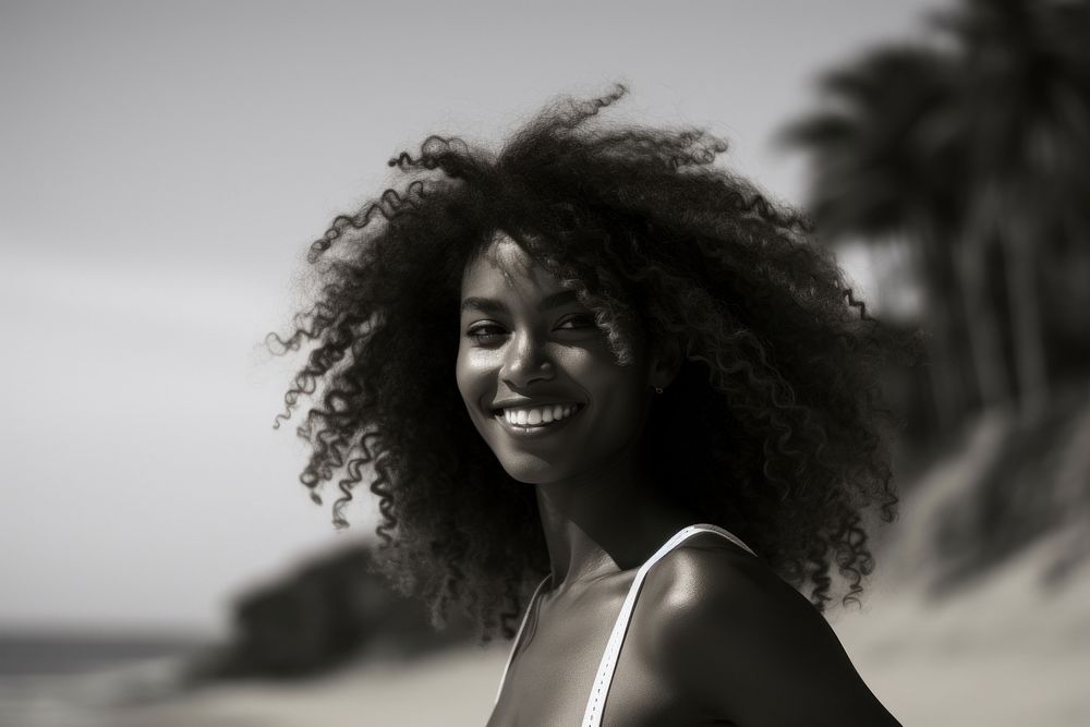 Black woman photography portrait smiling. AI generated Image by rawpixel.