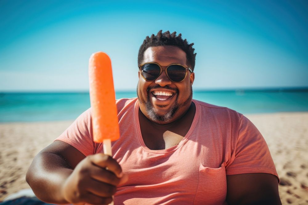 Black chubby man smiling summer sports. AI generated Image by rawpixel.