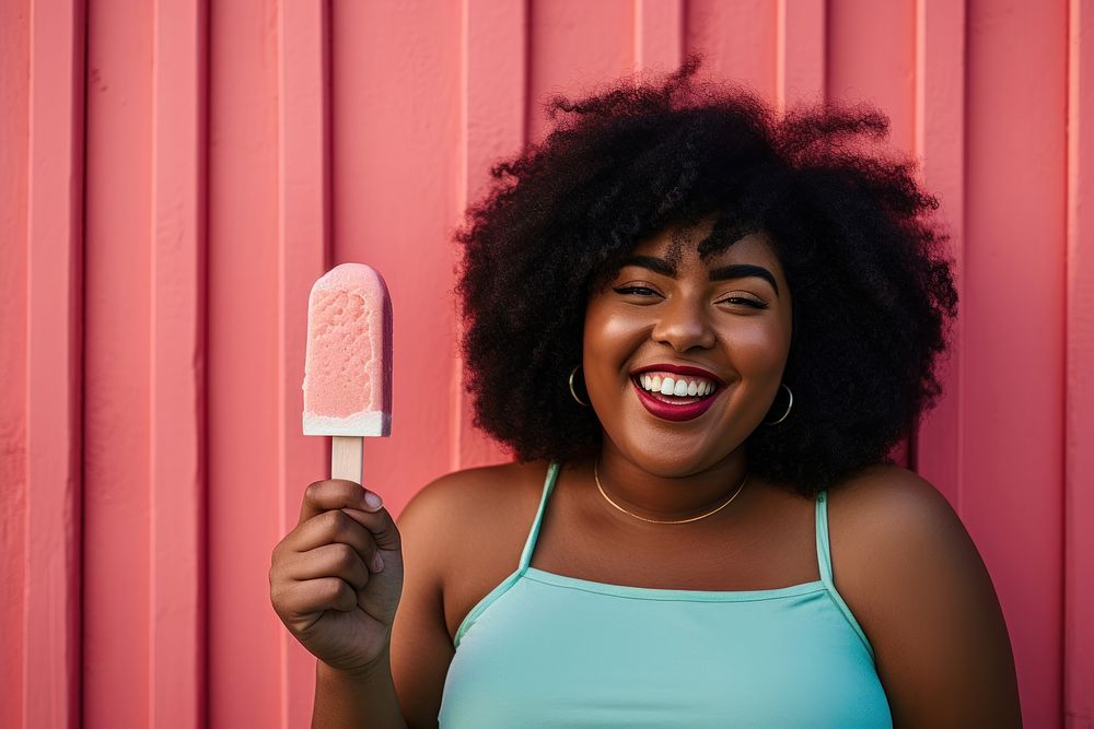 Black chubby woman smiling adult accessories. AI generated Image by rawpixel.