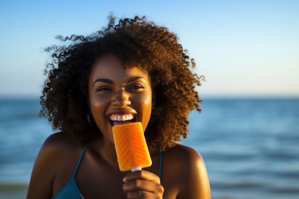 Black chubby woman smiling summer smile. AI generated Image by rawpixel.