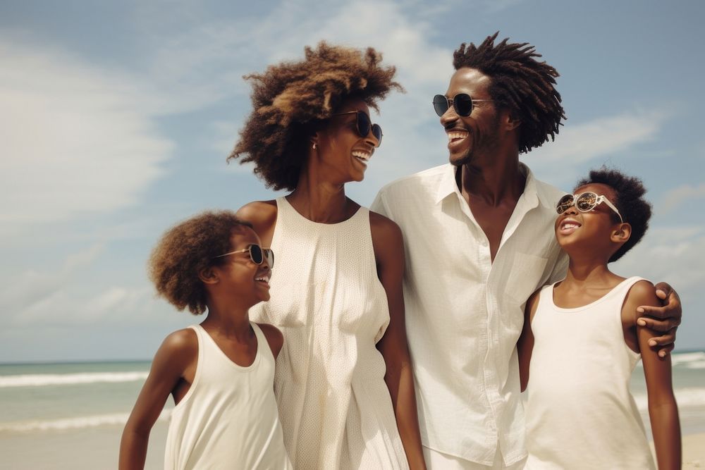 Black family photography sunglasses laughing. AI generated Image by rawpixel.