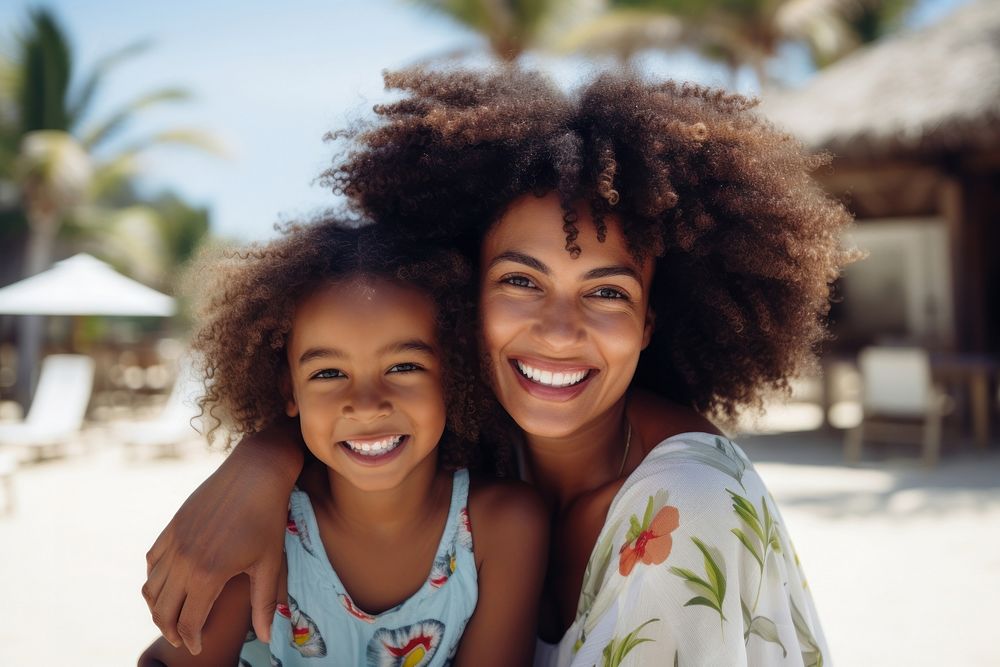 Black mum and daughter photography laughing portrait. AI generated Image by rawpixel.