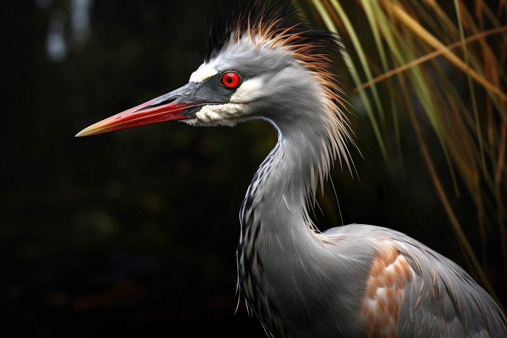 Crane bird animal heron beak. AI generated Image by rawpixel.
