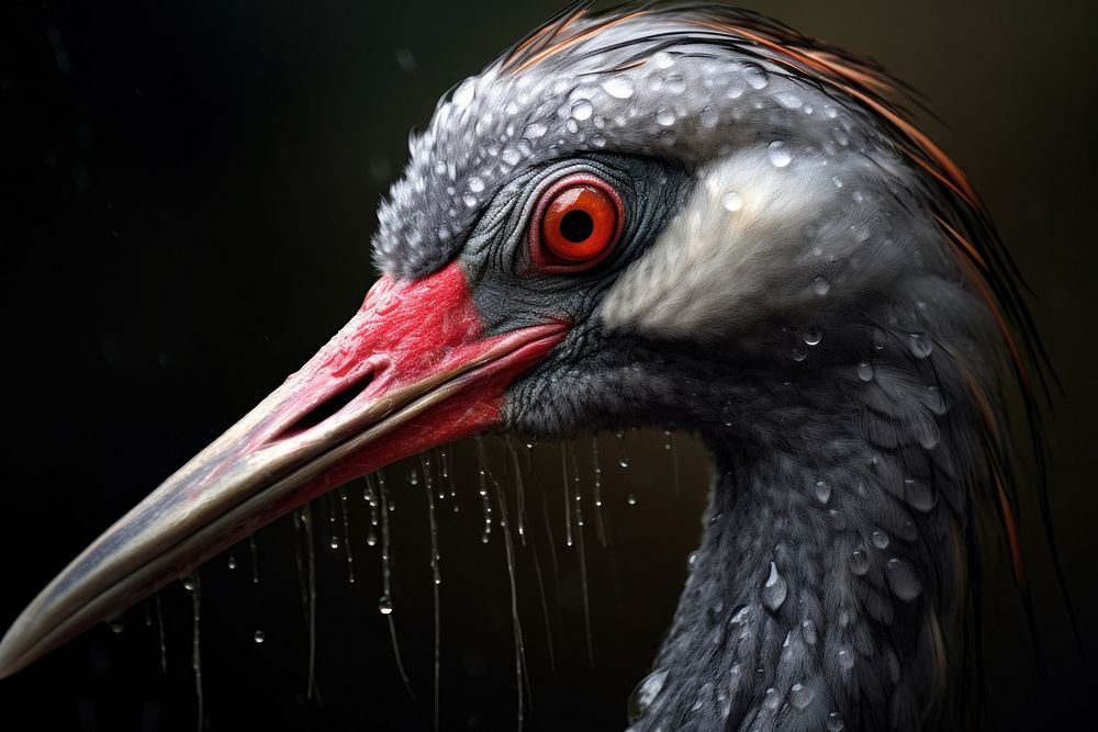 Crane bird animal beak waterfowl. AI generated Image by rawpixel.