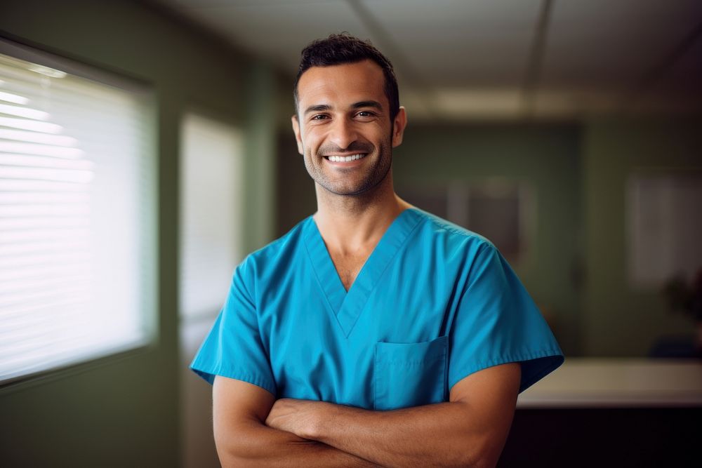 Male nurse smiling adult stethoscope. AI generated Image by rawpixel.