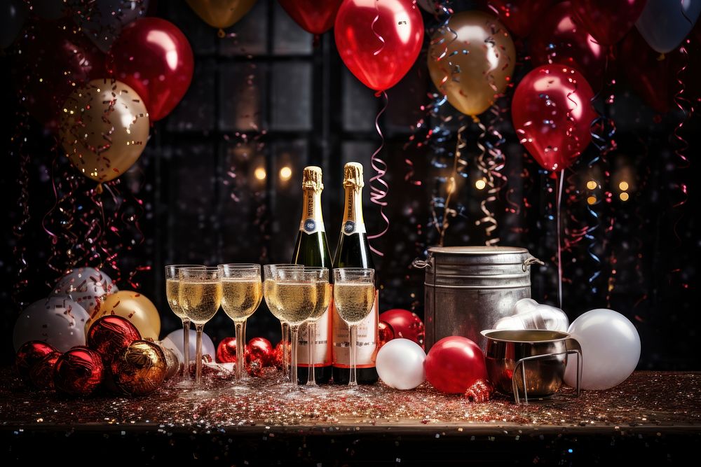 New year celebration balloon drink fun. AI generated Image by rawpixel.